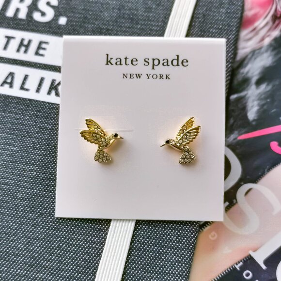 Kate Spade Jewelry - New Kate Spade Grandma's Closet Hummingbird Stud Earrings Gold